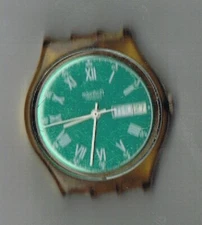 80's SWATCH USED GREEN WORKING WITHOUT STRAP - BATTERY TO CHANGE