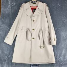 Vtg Harbor Master Wool Lined Vented Trench Coat 40l Beige Belted Made In Usa New