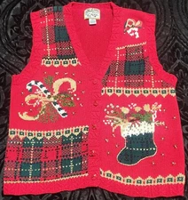 Christmas Sweater Vest Heirloom Collectibles Size Large 1997