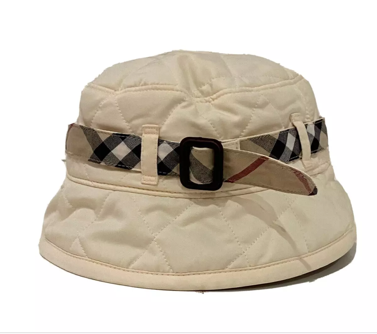 Burberry Bucket Hat Nova Check Ivory Quilted Bucket Unisex Kids Burberry Sz M 52