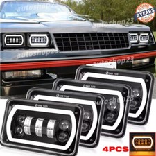Fit Chevrolet Monte Carlo Ss Custom 1980-1988 4pcs 4x6 Led Headlights Halo Drl
