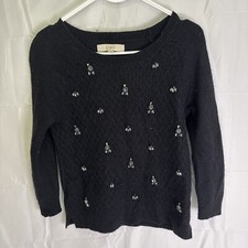 Loft Womens Sweater S Black Wool Blend