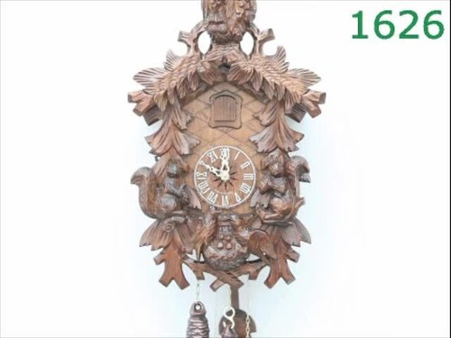 Cuckoo Clock Owls, squirrels, Nest KA 1626 EX NEW - Video 1 of 1
