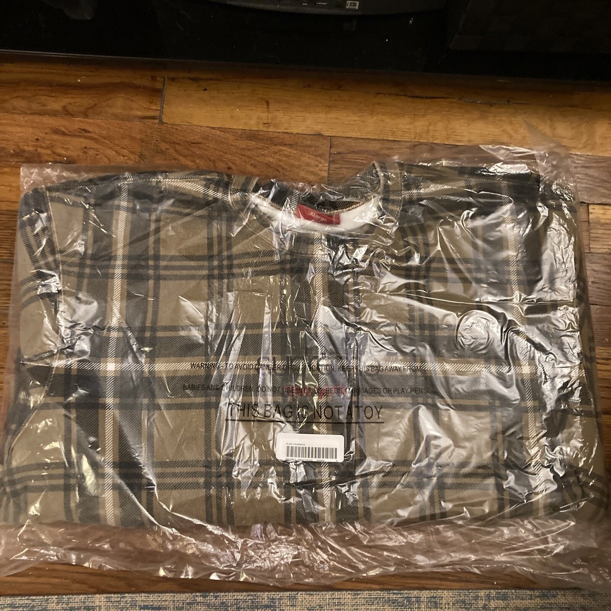 NEW Supreme New York Logo Plaid Crewneck Brown | Size XL