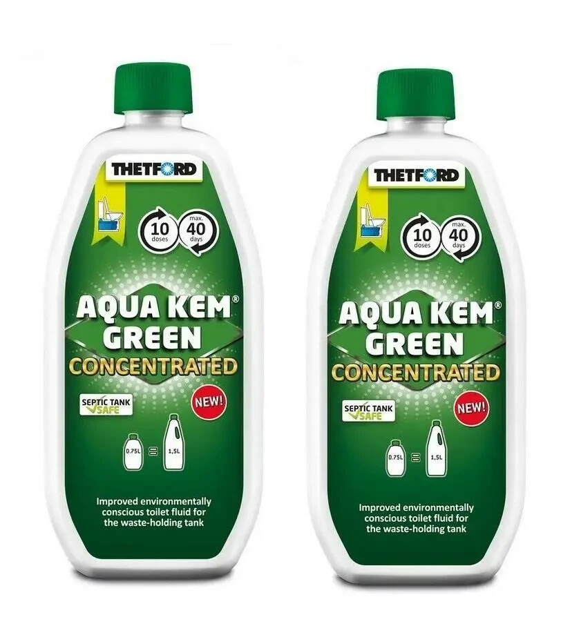 2 x Thetford Aqua Kem Green 750ml Concentrated Toilet Chemical Caravan Motorhome