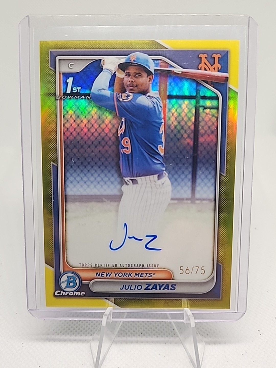 2024 Bowman Chrome Julio Zayas #CPA-JZ Yellow Refractor Auto /75 Mets