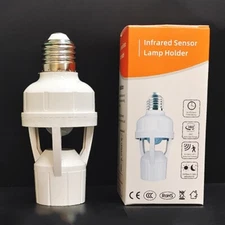 Intelligent E27 PIR Sensor Lamp Holder & Adapter For Auto LED Switch With AC