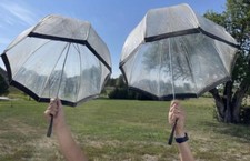 Pair of Vintage Clear Umbrellas Decorations NL Read description