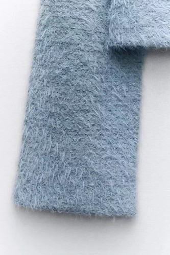 Zara Pastel Blue Fuzzy/knit Sweater Size S REF 1014/848 - Picture 9 of 11
