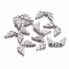 50 BULK Beads Silver Angel Wing Beads Spacer Beads 18mm Wholesale Beads