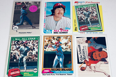 Mike Schmidt Lot Of 6 Different Phillies Baseball Cards Member HOF C36