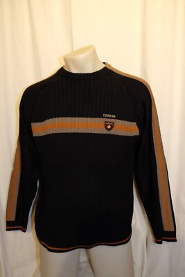 LERROS Casual Mens Knitted Jumper Sweater Cotton Mix Grey Stripe L Excellent