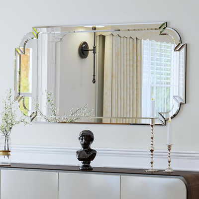 Modern Decorative Wall Mirror, 47''X32'' Large Living Room Mirror with Beveled G