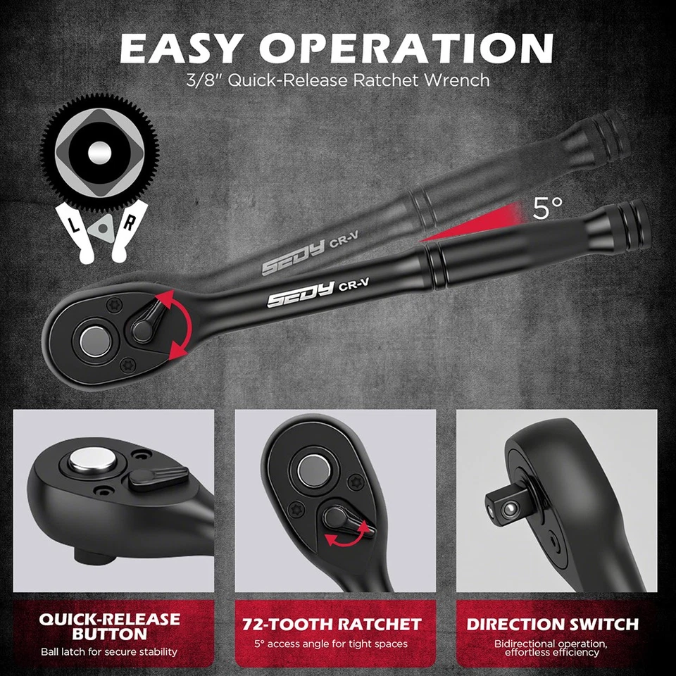 112Pcs Torx and Allen Bit Socket Set 1/4" 3/8" 1/2" Drive Bit Socket Adapter Hex - image 4 of 4