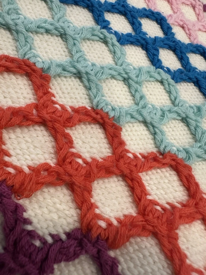 Suéter Marie Oliver Manga Corta Mediano Crochet Peplum Rayas Tejido Lagenlook Foto 2 de 4