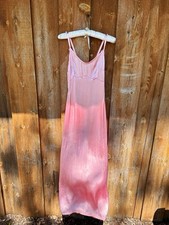 Vintage 1940s Bias Cut Nightgown Pink Satin Silk/Rayon - Please Read