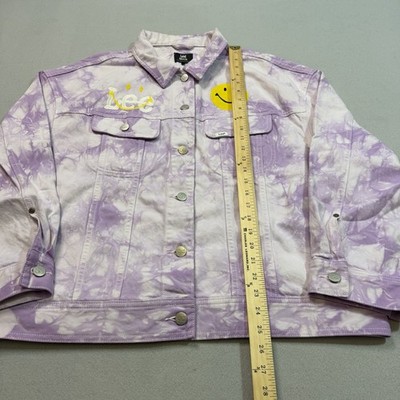 Lee Smiley Patch Demin Jacket Limited Collaboration Men's Size XL Purple Cloud