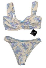 NWT Beige Floral Bikini Set Underwire High Cut Cheeky Two Piece Sz L