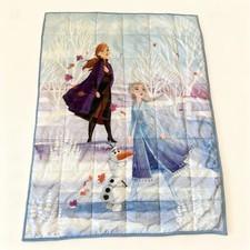 Disney Frozen 2 Anna Elsa Olaf Blue Quilted Fleece Throw Blanket 48x35
