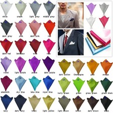 Plain Pocket Square Wedding Mens Satin Solid Handkerchief Hanky Jacket Suit Boys