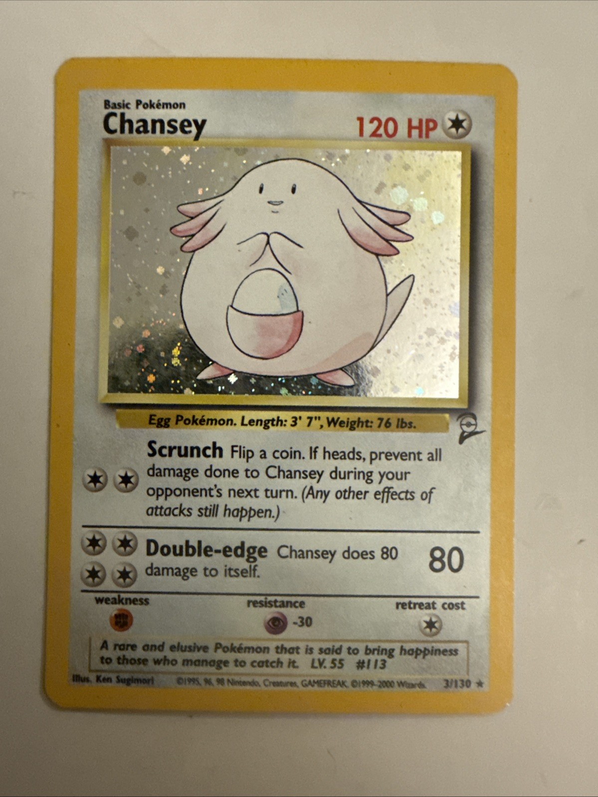 Base Set 2 - Chansey 3/130 - Rare Holofoil Holo Pokemon LP