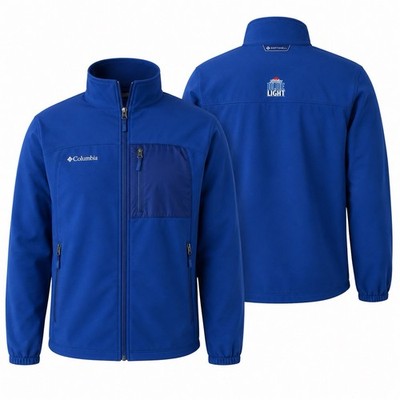 Rare Columbia Softshell Blue Light Beer Promo Jacket Men s XL Blue Full Zip Coat