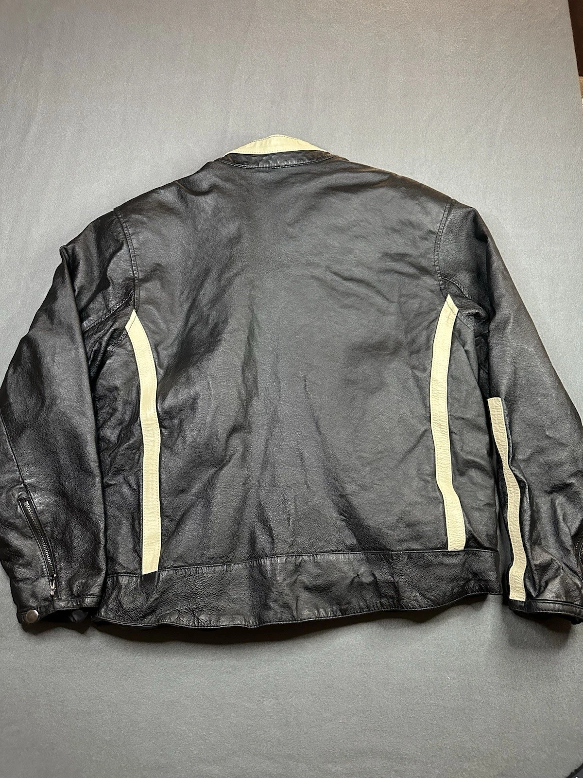 Vintage De-coded Black With Stipe Leather Jacket Mens Size M image 6