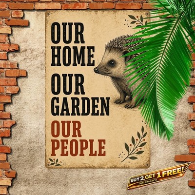 German Hedgehog House Garden Sign Mein Haus Pet Lover Metal Wall Decor