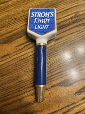 Vintage 1980s Made In USA Stroh’s Draft Light Beer Ceramic Porcelain Tap Handle