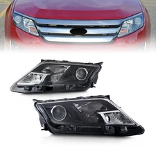 Halogen Headlight Headlamp For 2010 2011 2012 Ford Fusion LH & RH Black Housing