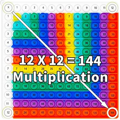12x12 Multiplication Pop Board - Sensory STEM Learning Toy with Poppable Bubb...