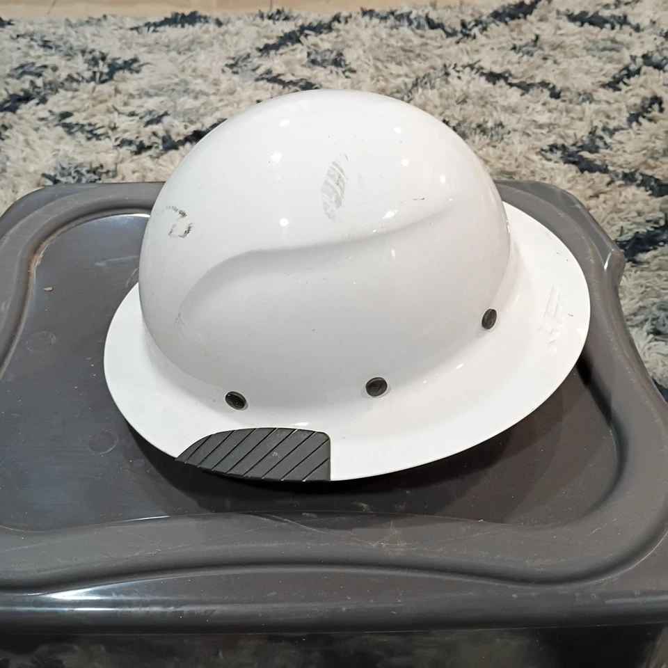 Sombrero duro de seguridad DAX real de fibra de carbono con elevación de ala completa - blanco Foto 3 de 4