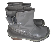 Women's Sorel Slimboot Pull On Leather Waterproof Mid-Calf Boot SZ 8 Gray