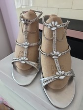 Silver Sandals 5 UK Anne Michelle Open Toe Ankle Strap
