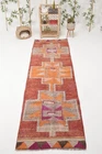 3,1x9,6 ft Turkish Rug, Herki Rug, Red Geometric Rug Wool