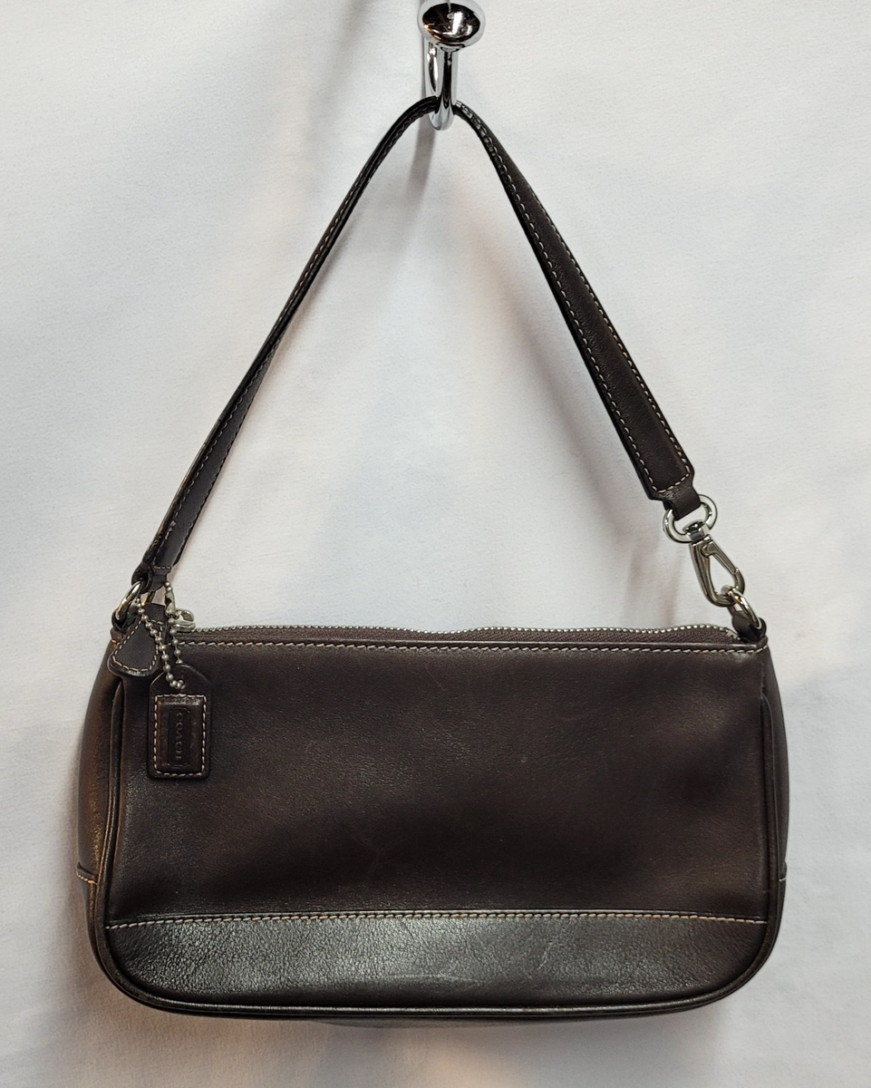 COACH #7785 Vintage Mahogany Brown Leather Demi Hampton Wristlet