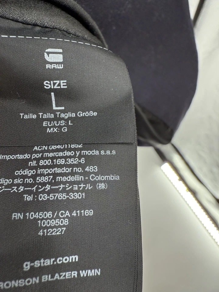 Jaqueta Blazer G-Star RAW Azul Marinho Algodão Acabamento Cetim Tamanho G (Adequado para Pequeno) - Imagem 3 de 4