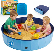 48'' Large Sandbox for Kids, Foldable Sand Box for Outdoor Indoor