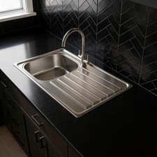 1.0 Bowl Stainless Steel Kitchen Sink & Drainer – 965mm x 500mm