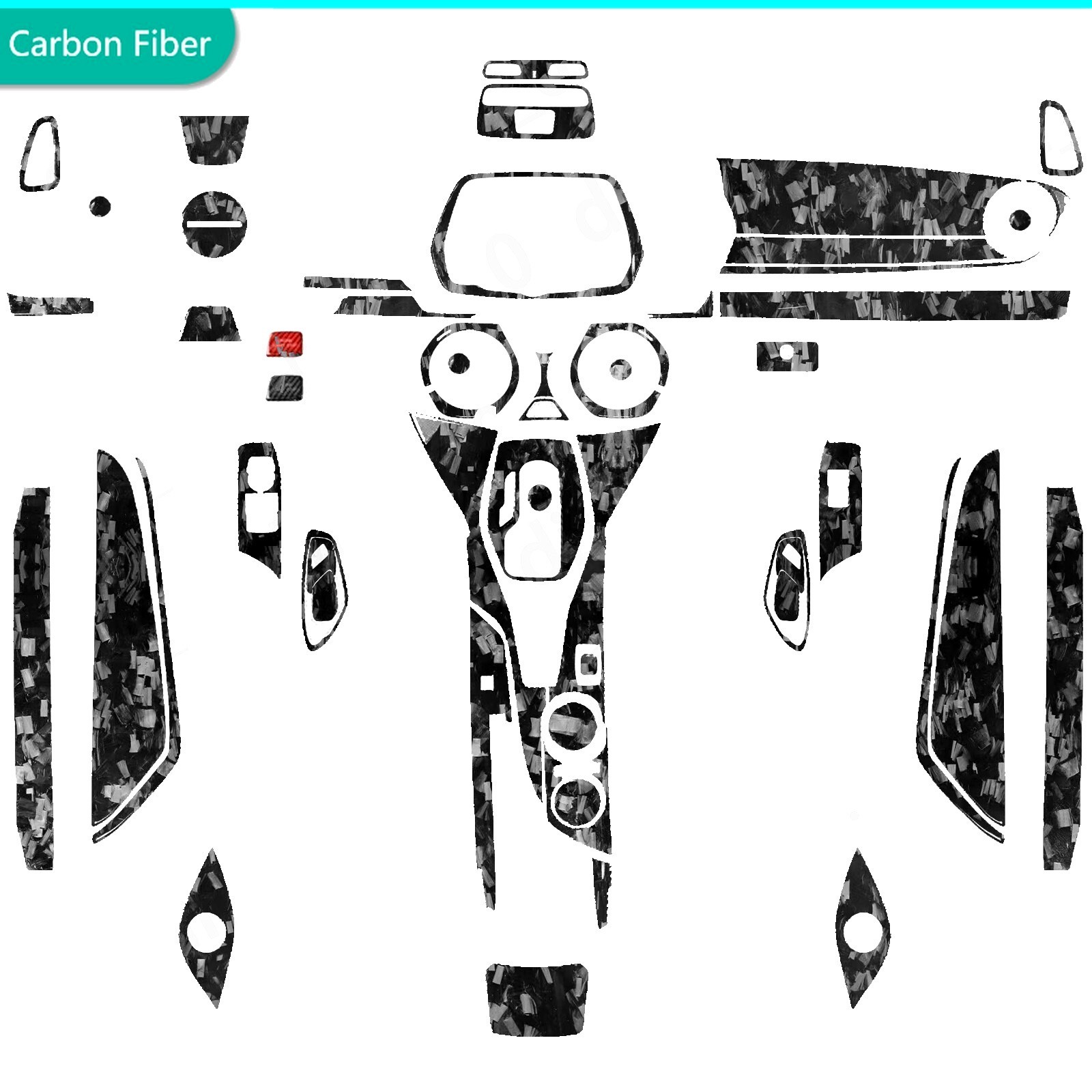 60Pcs Forged Carbon Fiber Kits Full Interior Trim Set For Chevrolet Camaro 16-24