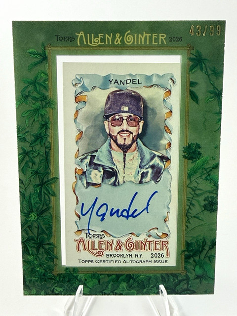 2026 Topps Allen & Ginter Yandel grün gerahmtes Mini-Auto /99 #MA-YD Reggaeton