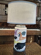 MCM  Ernestine Salerno Italy Pottery Lamp Cave Art Artemis Shade Mid-Century