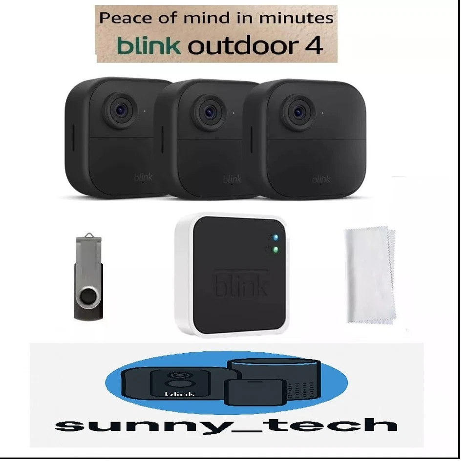 2024 Blink Outdoor 4 (4th Gen) 3 Camera Wireless HD Home Security System Kit NEW