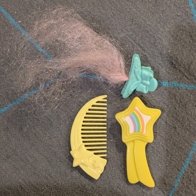 My Little Pony G1 Clip Comb yellow Rainbow Star Brush