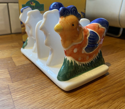 Vintage Rayware Keramik Huhn Toastständer Bauernhof Design