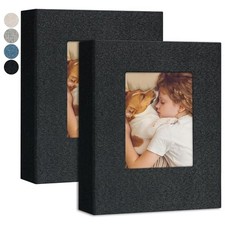 Small Photo Album 4x6 Photos 2 Pack Linen Cover Mini Photo Book 26 Page Black