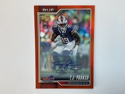 2026 Topps Flagship Football Rookie T.J. Parker Orange /25 Auto Bills RC
