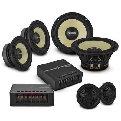 DS18 6.5'' 3-Way Component Speaker Set with Yellow Straw + Composite Foam Cone