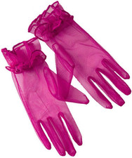 Women's Summer Tulle Gloves Pleated Ruffle Full Finger Wrist Length Opera Party