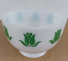 Fire King Green Tulip Pattern Cottage Cheese Bowl Milk 1950s Vintage VTG Anchor